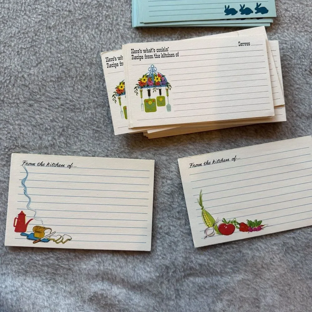 Vintage Blank Recipe Cards Lot of 63 Assorted, Current Heres Whats Cookin